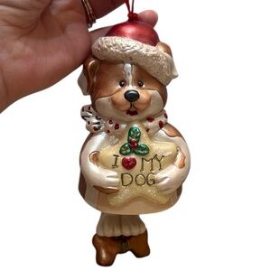 Vintage I Love My Dog Christmas Bell Dangle Ornament SEE VIDEO